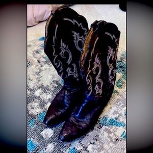 Custom JB Brown Ostrich Skin boots. Worn a few times. Burgundy color